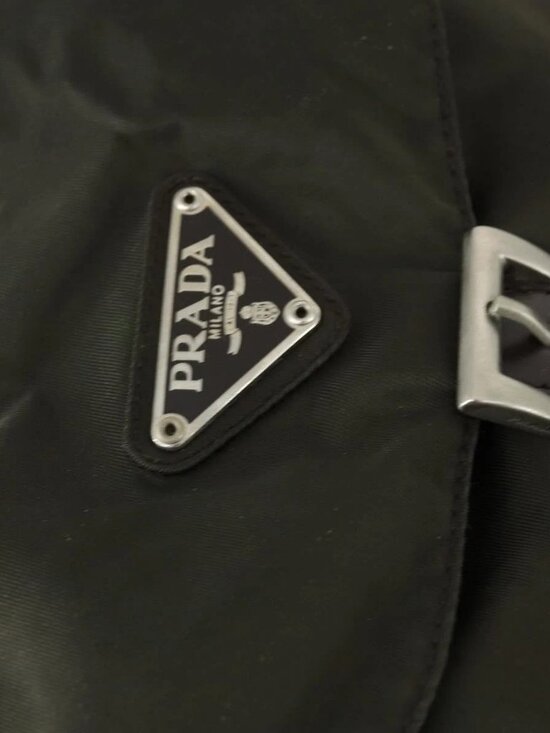 PRADA Backpack Nylon Khaki Silver Auth 168379 main image 16